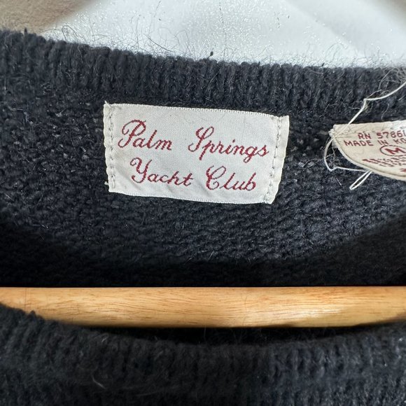 Vintage 80s Womens Sweater Christmas Palm Springs Yacht Club Sequin Bows - Picture 8 of 14